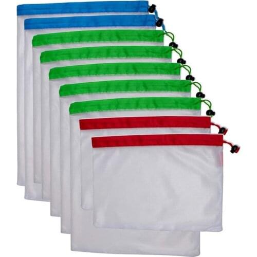 Hot Kf-Reusable Mesh Produce Bags With Drawstring,Mesh Produce Bags With Tare Weight,Washable Produce Bags For Fruit,Vegetables