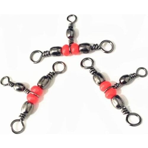 Fishing Tool 10/20/50pcs Rolling Swivel Fishing Connector Bearing Barrel Ring 3 Way Fishhook Lure Line With Beads Fishing Tackle