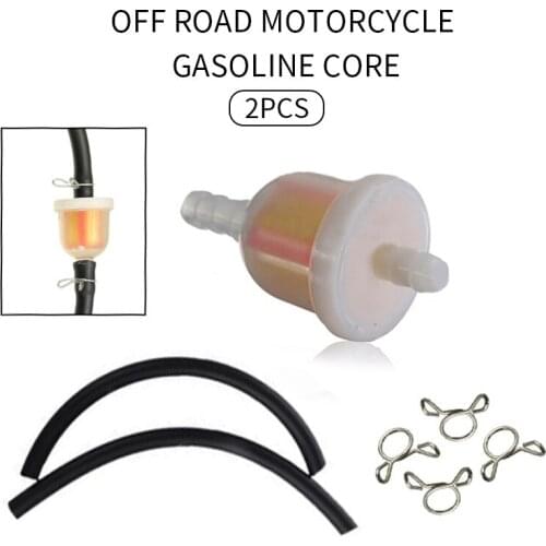 2PCS Fuel Petrol Inline Filter Hose Pipe With Clips Universal For 2 Stroke Mini Moto Dirt Bike ATV Quad Gas Hose