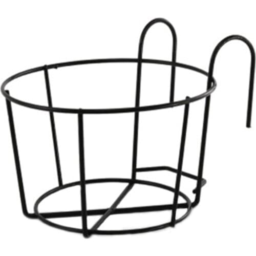 Flower Rack Green Rose Pot Retro Black Iron Balustrade Metal Garden Decoration Succulent Balcony Hanging Basket