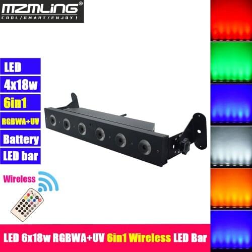 LED Bar 6x18w RGBWA+UV 6in1 Wireless Light DMX512 Par Light Professional DJ /Bar /Party /Show / Theater/ Wedding/Stage Light