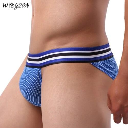 WIDYZON Sexy Men Underwear Men Briefs Jacquard Underpants Jockstrap Gay Mens Briefs Cuecas Bikini Male Panties Nylon Man String