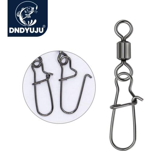 DNDYUJU 100PCS Fishing Connector Pin Bearing Rolling Swivel Stainless Steel with Snap Fishhook Lure Swivels Tackle Accessories