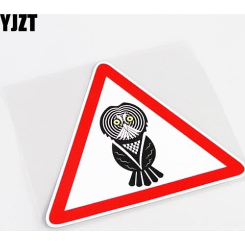 YJZT 14.5CM*12.7CM Funny Owl Car-styling Warning Mark PVC Car Sticker Decal Accessories 13-0823