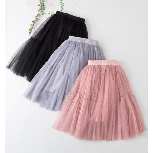 Girls Tutu Skirts Mesh Kids Ball Gown Summer Autumn Solid Skirt Girls Princess Skirt Child Clothes pettiskirt for Teenage 6 8 Y