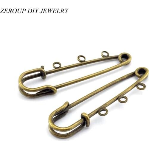 ZEROUP 10pcs Brooches Findings Antique Bronze Gold Plated Brooch Pins Supplies for Jewelry Accessories