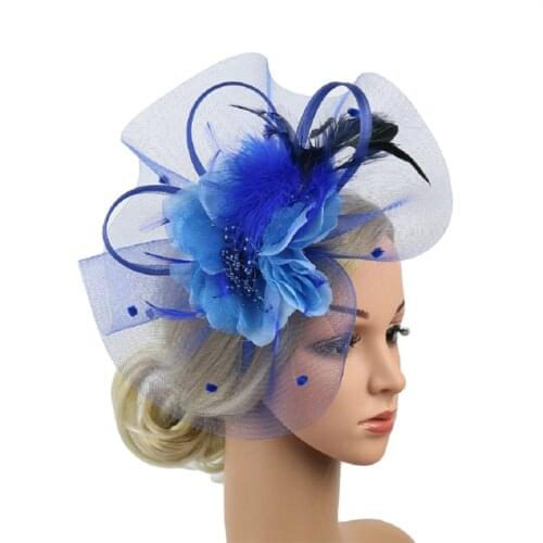 2021 New Girls Fascinators Hat Women Flower Mesh Feathers Hat Wedding Royal Ascot Race Cocktail Tea Party Accessories Headband