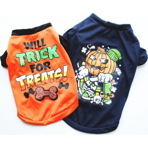 Halloween Style Printed Dog Vest Breathable Pet Dog T-shirt Cat Clothes Sleeveless Shirt Pet Costume Durable Fashion Pet Vest