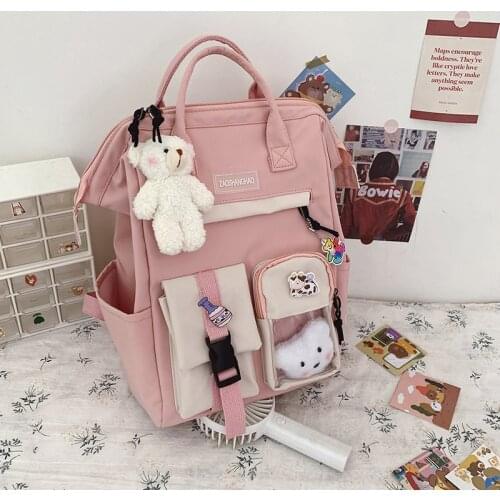 2021 Preppy Purple Backpack Women Waterproof Candy Colors Backpacks Fancy High School Bags for Teenage Girl Cute Travel Rucksack