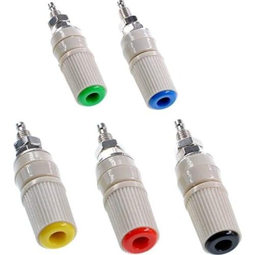 5Pcs M5 High Current 5mm Female Banana Socket Binding Test Plug Post Connector (5 Colors) Red Black Yellow Blue Green