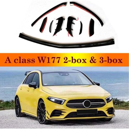 9pcs/Set ABS Gloss Black Front Lip Bumper Splitter Sets For Mercedes W177 2-box 3-box Car Styling Rear Bumper Splitter Canard