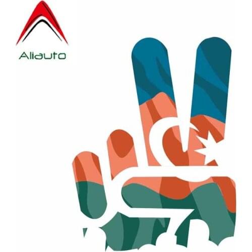 Aliauto Creative Car Sticker Azerbaijan Flag Victory Gesture Accessories PVC Waterproof Decal for Motorcycle Honda Kia,13cm*10cm