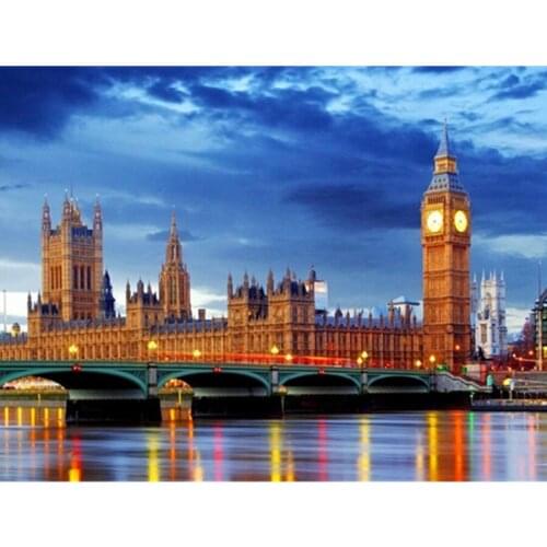 Diamond painting landscape full square bridge 5D diamond embroidery city picture rhinestone cross stitch home wall decoration