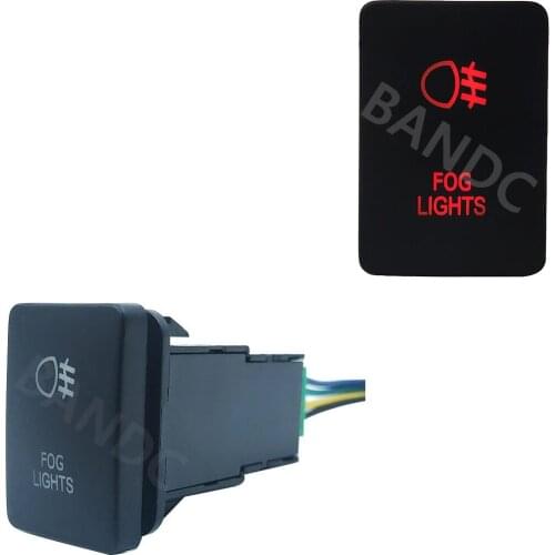 Car Square Switch FOG LIGHTS SPST On Off Push Switch Red Led Lights for Toyota Landcruiser 200 Series, with Jumper Wire, 3A 12V