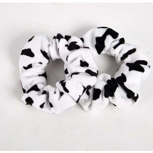 Cow Pattern Velvet Hair Ring Scrunchie Girls Elastic Hair Bands Tie Headdress Rubber Band Accessories Tie Hair Rope Ponytail