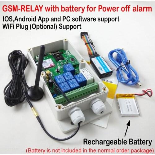 Free shipping Post airmail 1pcs Seven Relay GSM controller Battery on board for power off alarm APP support