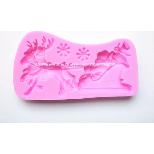 Free Shipping Santa Claus & Reindeer Shaped Silicone Mold Cake Decoration Fondant Cake 3D Food Grade Silicone Mould 038