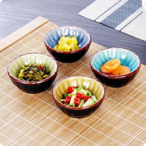 Ice Crack Flavor Dish Ceramic Seasoning Small Dish Flower or Round Shape Tableware Plate Sauce Container Dining Kitchen Supply