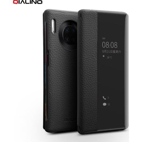 Qialino Stylish Genuine Leather Cover For Huawei Mate 30 Pro Luxury Ultra Slim Flip Case With View Window For Huawei Mate 30