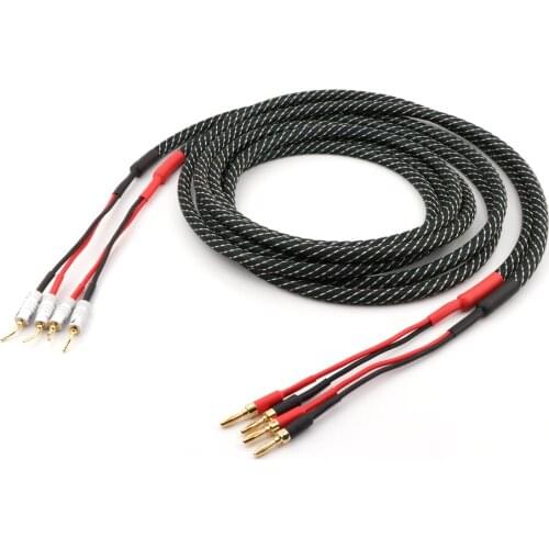 Pure copper loudspeaker cable HIFI Banana plug to pin plug speaker cable ,Center Audio Speaker cable