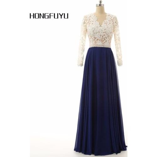 Cheap Prom Dress Chiffon Long Sleeve White Lace A Line Floor Length Backless Prom Dresses 2019 Vestido De Festa z91605