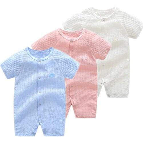 Baby Rompers 2020 Summer Newborn Boy Girl Clothes Ribbed Toddler Clothing Cotton Infant Short Romper Roupas Bebes Baby Jumpsuit