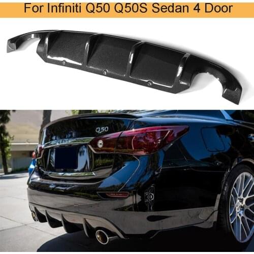 Carbon Fiber Car Rear Bumper Diffuser Lip Spoiler for Infiniti Q50 Q50S Sedan 4 Door Standard Sport 2013-2017 Rear Diffuser