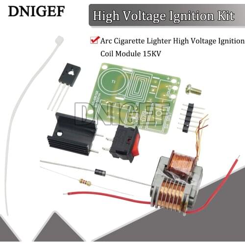DNIGEF 15KV High Frequency DC DIY Kit 3.7V Arc Ignition Coil Generator Inverter Boost Step Up Module U Core Transformer