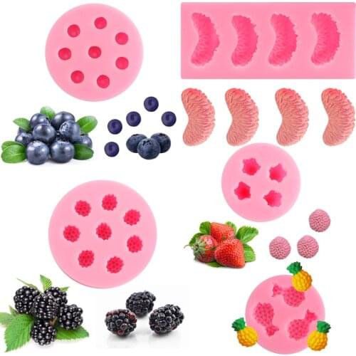 Hot sale 1 blueberry pineapple fruit silicone mixed fondant cake mold chocolate mold plaster mold decoration epoxy resin molds