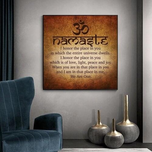 Culturenik Namaste Buddhist Inspirational Motivational Spiritual Quote Posters and Prints Wall Art Canvas Painting Home Decor
