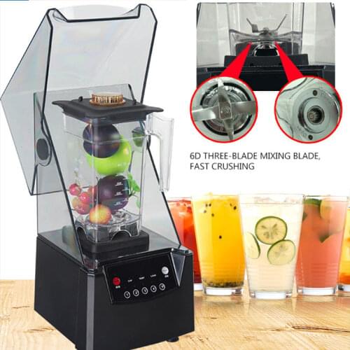Commercial Electric Ice Blender Crusher With Sound Cover 2600w Bar Smoothie Blender Food Mixer Juicer Smoothie Machine