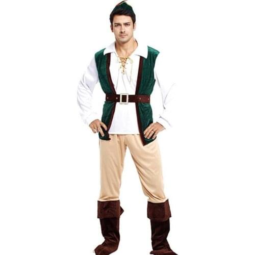 Fantasia adult Men Pirate Robin Hood Cosplay Carnival Halloween Forest prince hunter Costume Purim Masquerade Christmas clothes