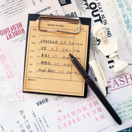 Creative Clipboard Memo Pads Kraft Paper To do list Notepad Date Time Work Planner Office Supplies Stationery Sticky Notes