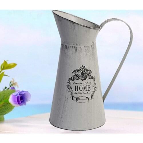 Creative Shabby Rustic Style Chic Iron Metal Pitcher Flower Vase Can Jug Portable for Wedding Party Decoration Home