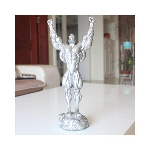 Grey Silver Orange Competition Cup Boxer Bodybuilding competition trophy fitness room Fitness Muscle Male Room Decoration doll