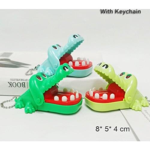 2021 Hot Crocodile Biting Toy Hand with Keychain Funny Mouth Dentist Bite Finger Game Small Size Toys Keyring For Kids