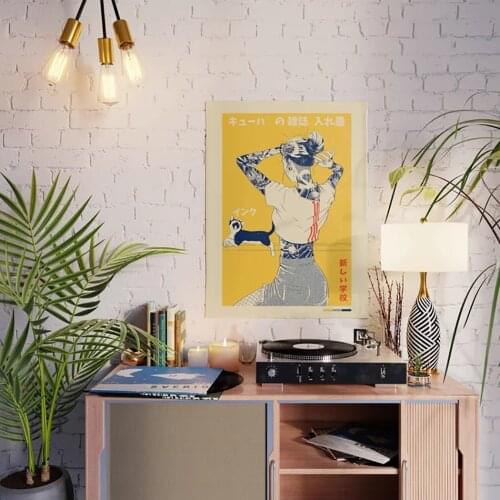 Home Decor Modular Girl Cartoon Black Cat Posters and Prints Pictures Wall Art Cute Canvas Painting Modern Artwork Home Decor