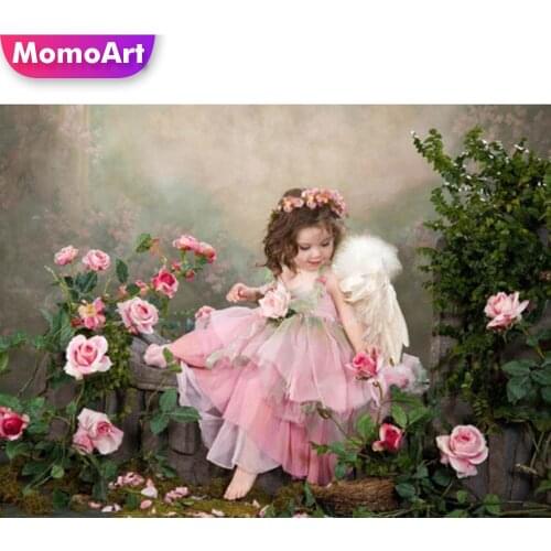 MomoArt Diamond Embroidery Girl Cross Stitch Diamond Mosaic Angel New Arrival Art Painting Portrait Full Square Decor For Home