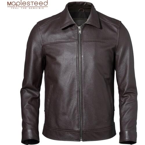 Mens Leather Jacket 100% Natural Cowhide Man Real Leather Coat Male Leather Clothing Autumn Spring Asian Size M601