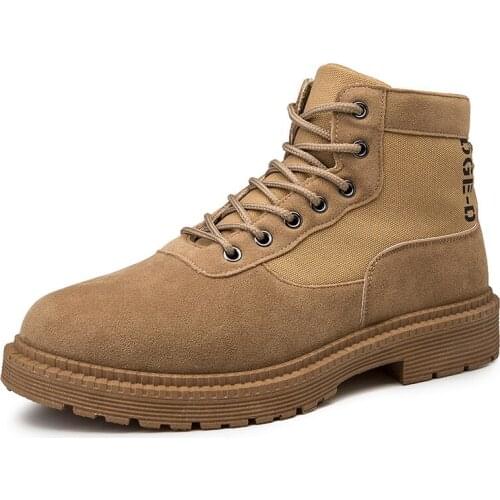 New British Style Mens Motorcycle Boots In 2021 Autumn Winter Comfortable Round Toe Slip on Casual Flat Shoes with Platform