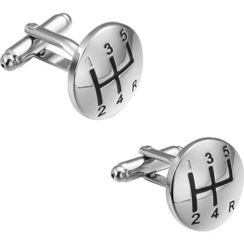 Mens shirts Cufflinks high-quality copper material Silvery car gear Cufflinks 5 pairs of packaging for sale