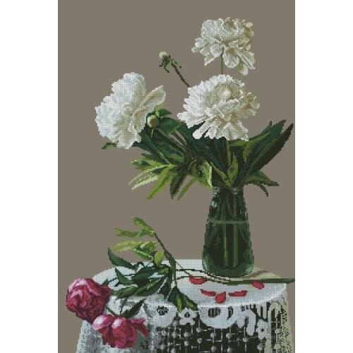 Bouquet Peony Lilit peonies roses Cross Stitch Kits Needlework 14CT Unprinted Embroidered Top Quality DIY Handmade Decoration