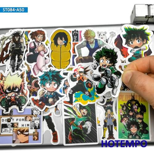 50pcs Super Hero Anime My Hero Academia Stickers Toys for Kids Mobile Phone Laptop Suitcase Pad Skateboard Cartoon Decal Sticker