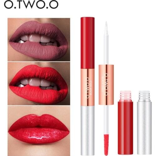 O. Tw O.o Charm Double Headed Matte Lip Gloss Liquid Glaze Pearly Lustre Lip Oil Long-lasting Non-stick Cup