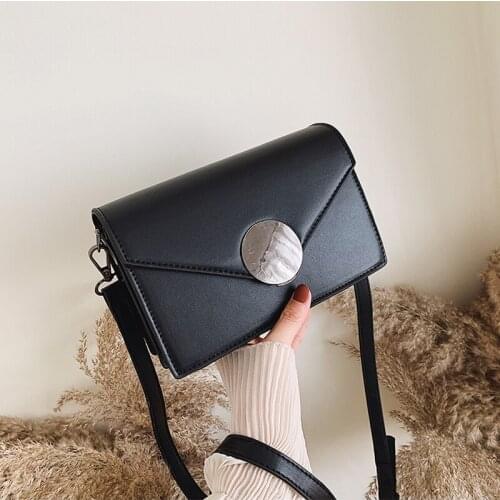 Pure color PU leather messenger bag women 2020 small shoulder handbag women messenger bag travel wallet