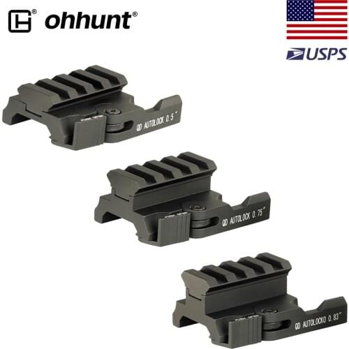 Ohhunt Hunting Tactical Aluminum QD Autolock Quick Release AR-15 M16 Red Dot Riser Picatinny Rail Adaptor Mount for Scope
