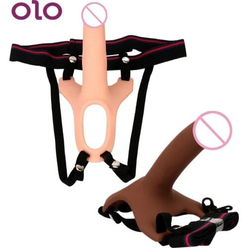 OLO Male Strap On Dildo Realistic Penis Wearing Panties Silicone Dildo Male Masturbation Adult Sex Toys for Men Gay