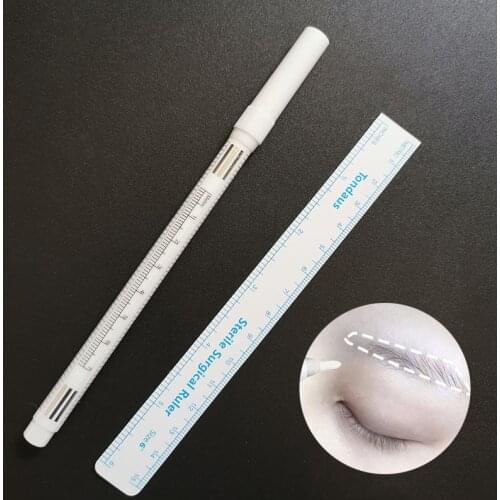 Wholesale Tebori Tattoo Accesories Surgical Skin Marker Eyebrow Pen Tattoo With Measuring Ruler Microblading Positioning Tool