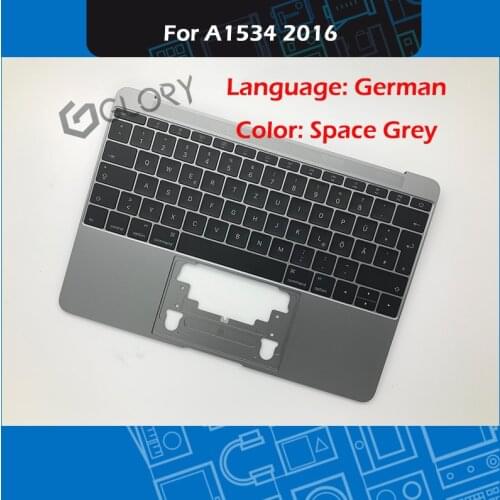 Laptop Palmrest A1534 Topcase with German Keyboard for Macbook Retina 12 inch Grey Replacement 2016