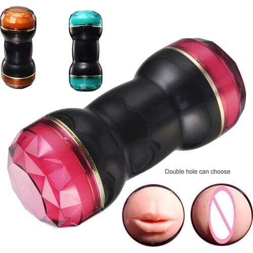 Sex Toys For Men Male Masturbator Dual Channel Masturbation Cup For Men Realistic Silicone Cup Vaginal Anal Sex Oral